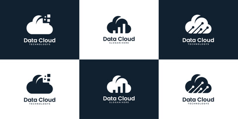 Sticker - Minimalist cloud icon logo design collection.	
