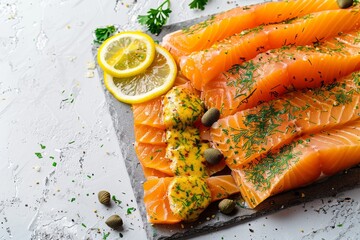 Sticker - Scandinavian Delight: Thinly Sliced Salmon with Hovmästarsås