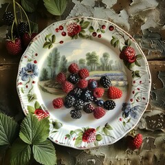 Wall Mural - cheesecake with berries