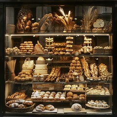 Wall Mural - variety of bread in a market