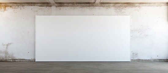 Poster - A rectangular whiteboard made of composite material is hanging on a hardwood wall in an empty room with glass flooring, casting shades of different tints