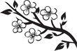 Sakura Essence: Cherry Blossom Icon in Black Vector Noir Petal Perch: Black Logo on Cherry Blossom Branch