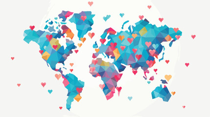  A world map with hearts marking dream travel destin