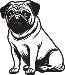 Pug Love: Sweet Iconic Vector Design for Dog Owners Expressive Pug Illustration: Playful Black Logo Vector