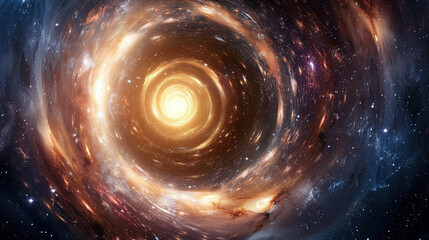 Wall Mural - a spiral galaxy filled with stars shines brightly against a backdrop of twinkling stars in space