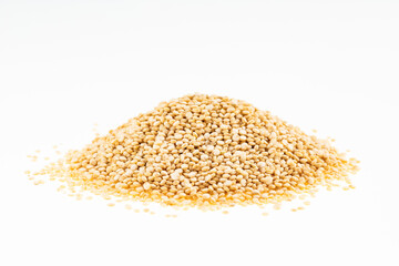 Poster - Heap of white quinoa on white background - Chenopodium quinoa