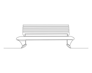 Wall Mural - Continuous Line Drawing Of Bench In Park. One Line Of Bench. Bench Park Continuous Line Art. Editable Outline.