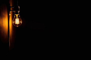 light bulb on dark background, concept of creativity., generative ai