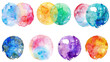 Colorful watercolor circles on a clean white background. Perfect for graphic design projects or artistic presentations