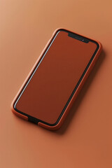 Poster - A bright orange Phone case displayed on a table. Ideal for technology or lifestyle concepts