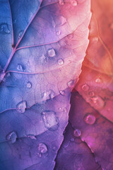 Poster - Detailed view of a leaf covered in water droplets, perfect for nature backgrounds