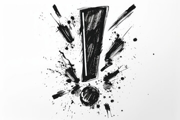 Aufkleber - Black and white drawing of an exclamation point. Suitable for educational materials or graphic design projects