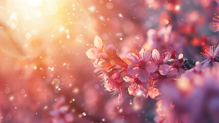 Poster - Close up shot of a bunch of pink flowers. Perfect for nature and floral themes