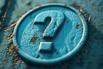 Poster - A blue sign with a question mark symbol. Suitable for various projects