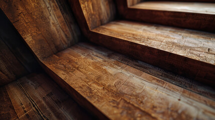 Poster - Detailed view of wooden steps. Suitable for construction projects