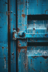 Poster - Close up of a rusted metal door. Suitable for industrial or urban themes