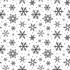 Poster - snowflake seamless pattern. repeating snowflakes patern. hand draw winter design for prints. repeate