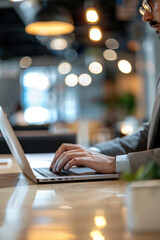 Aufkleber - Man in suit working on laptop, suitable for business concepts