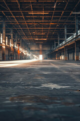 Poster - Empty industrial building with a fire hydrant in the middle, suitable for urban exploration themes