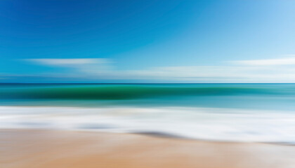 Poster - Abstract background of blue sea wave Motion blur sea water and white sand.