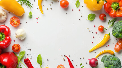 Poster - Various vegetables arranged in a circle. Suitable for food and nutrition concepts