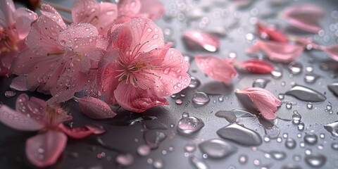 Canvas Print - Close up of pink flowers on a table, suitable for various projects