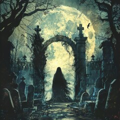 Canvas Print - Grim Reaper holding scythe ominously.