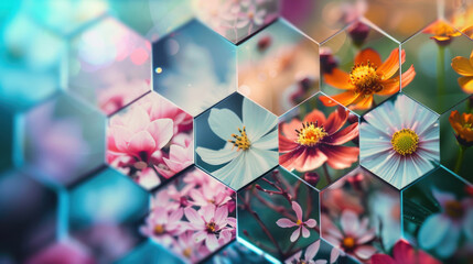 Poster - A bunch of flowers placed next to each other. Suitable for various floral themes