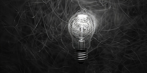 Aufkleber - Black and white photo of a light bulb. Suitable for various projects