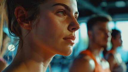 Poster - A close up of a person on a treadmill. Suitable for fitness and exercise concepts