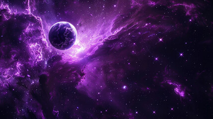 Aufkleber - A stunning purple galaxy with a planet in the center. Ideal for space-themed designs