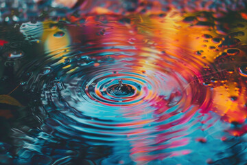 Poster - Clear close up of a single water drop in a pool. Suitable for various design projects