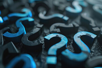 Poster - A pile of black and blue question marks. Suitable for educational and business concepts