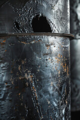 Aufkleber - Detailed image of a metal container with a hole. Suitable for industrial concepts