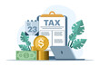 Corporate payment tax concept, income tax, business tax consultant, finance and accounting, document tax, income, flat vector banner for website landing page.