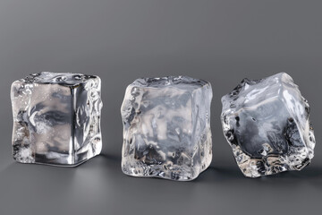 Poster - Three ice cubes arranged in a row, versatile for various uses