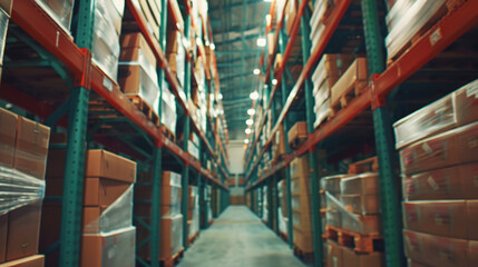 Poster - A large warehouse with many boxes, suitable for logistics and storage concepts