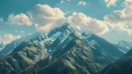 Aufkleber - Scenic view of mountain range with clouds in the sky. Suitable for travel and nature themes