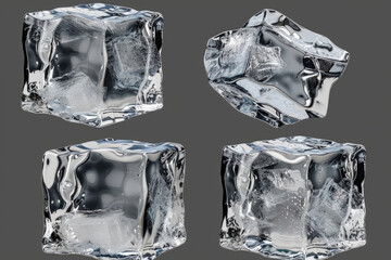 Poster - Four ice cubes stacked on top of each other. Perfect for food and beverage concepts