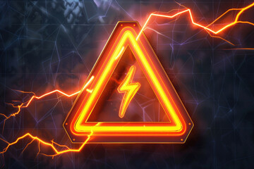 Poster - A neon sign with a striking lightning bolt. Suitable for various electric and energy-related concepts