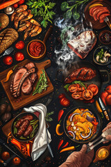 Poster - A table full of various types of food, perfect for food-related projects