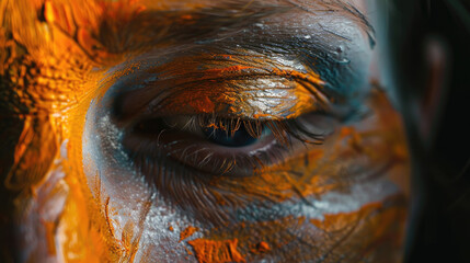 Poster - Close up of a person's eye with paint, suitable for artistic projects