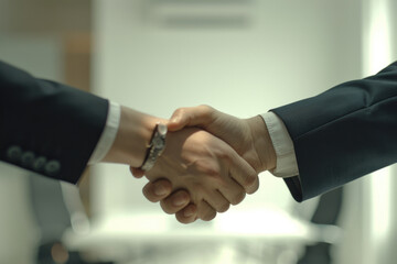 Aufkleber - Close-up image of two people shaking hands. Suitable for business and partnership concepts