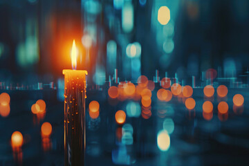 Canvas Print - Candle lit in front of blurred backdrop, suitable for various projects