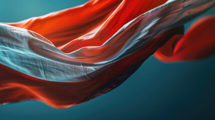 Poster - A detailed view of a red and white cloth. Suitable for textile backgrounds