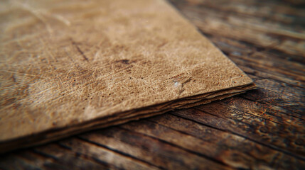Poster - A piece of paper on a wooden table, suitable for office or education themes