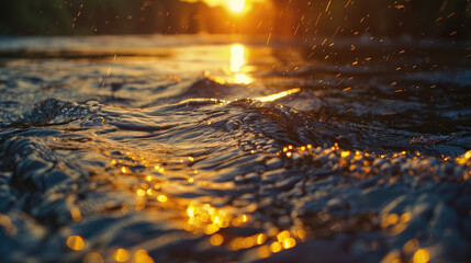 Poster - Close up of water with sun in background. Great for nature and relaxation concepts