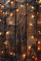Poster - Close up view of a wooden wall with glowing lights. Perfect for background or texture use