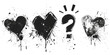 Group of hearts with a question mark symbol on them, suitable for various love and relationship concepts
