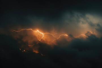 Poster - A powerful lightning bolt striking through the sky. Suitable for weather or energy concepts